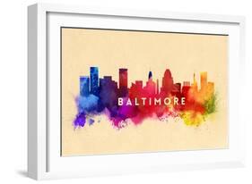 Baltimore, Maryland - Skyline Abstract-Lantern Press-Framed Art Print