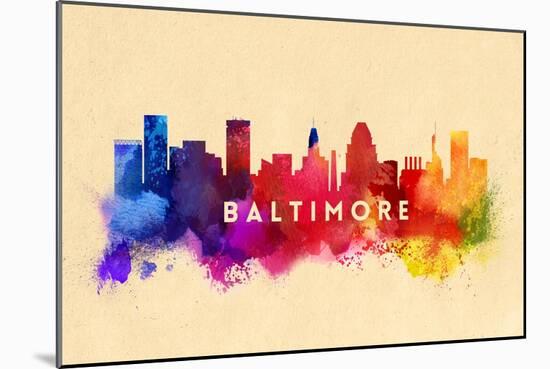 Baltimore, Maryland - Skyline Abstract-Lantern Press-Mounted Art Print