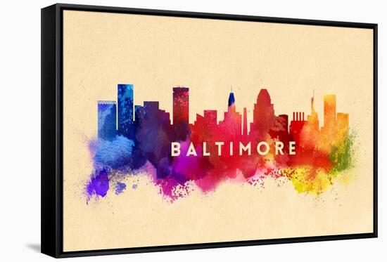 Baltimore, Maryland - Skyline Abstract-Lantern Press-Framed Stretched Canvas