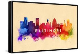 Baltimore, Maryland - Skyline Abstract-Lantern Press-Framed Stretched Canvas