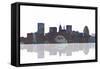 Baltimore Maryland Skyline BW 1-Marlene Watson-Framed Stretched Canvas