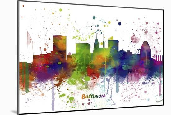 Baltimore Maryland Skyline MCLR 1-Marlene Watson-Mounted Giclee Print