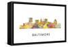 Baltimore Maryland Skyline-Marlene Watson-Framed Stretched Canvas