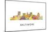 Baltimore Maryland Skyline-Marlene Watson-Mounted Giclee Print