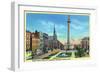 Baltimore, Maryland, View of Mount Vernon Place and Washington Monument-Lantern Press-Framed Art Print