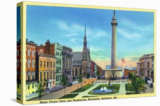 Baltimore, Maryland, View of Mount Vernon Place and Washington Monument-Lantern Press-Stretched Canvas