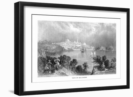 Baltimore, Maryland, View of the City from across Chesapeake Bay-Lantern Press-Framed Art Print