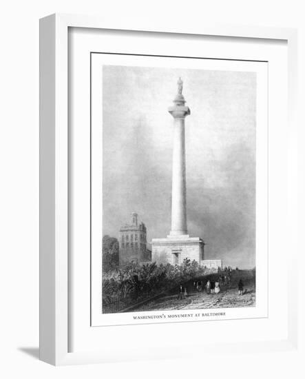 Baltimore, Maryland, View of Washington's Monument-Lantern Press-Framed Art Print