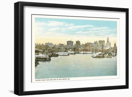 Baltimore Skyline and Waterfront, Baltimore, Maryland-null-Framed Art Print