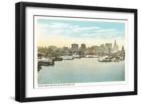 Baltimore Skyline and Waterfront, Baltimore, Maryland-null-Framed Art Print