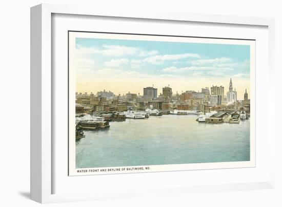 Baltimore Skyline and Waterfront, Baltimore, Maryland-null-Framed Art Print