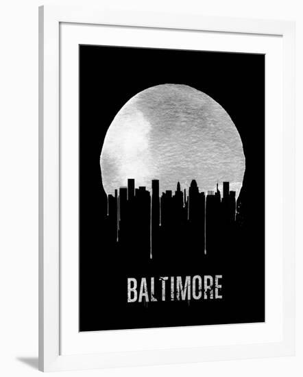 Baltimore Skyline Black-null-Framed Art Print