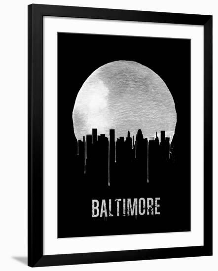 Baltimore Skyline Black-null-Framed Art Print