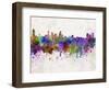 Baltimore Skyline in Watercolor Background-paulrommer-Framed Art Print