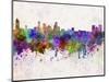 Baltimore Skyline in Watercolor Background-paulrommer-Mounted Art Print