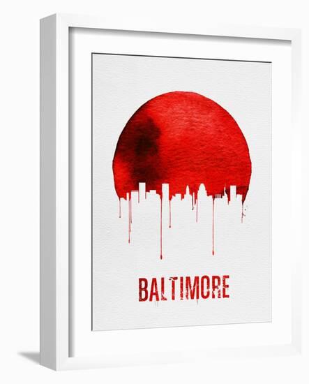 Baltimore Skyline Red-null-Framed Art Print