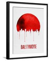 Baltimore Skyline Red-null-Framed Art Print