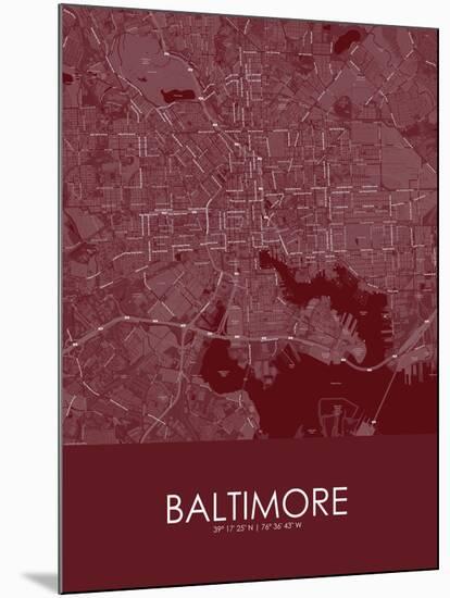 Baltimore, United States of America Red Map-null-Mounted Poster