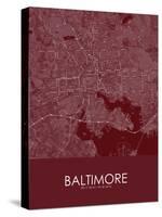 Baltimore, United States of America Red Map-null-Stretched Canvas