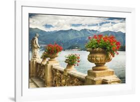 Balustrade With Lake View, Como, Italy-George Oze-Framed Photographic Print