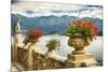 Balustrade With Lake View, Como, Italy-George Oze-Mounted Photographic Print