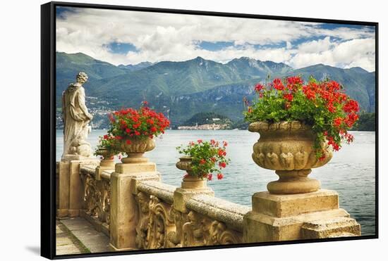 Balustrade With Lake View, Como, Italy-George Oze-Framed Stretched Canvas