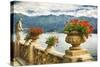 Balustrade With Lake View, Como, Italy-George Oze-Stretched Canvas