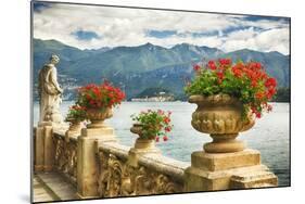 Balustrade With Lake View, Como, Italy-George Oze-Mounted Photographic Print