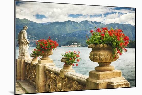 Balustrade With Lake View, Como, Italy-George Oze-Mounted Photographic Print