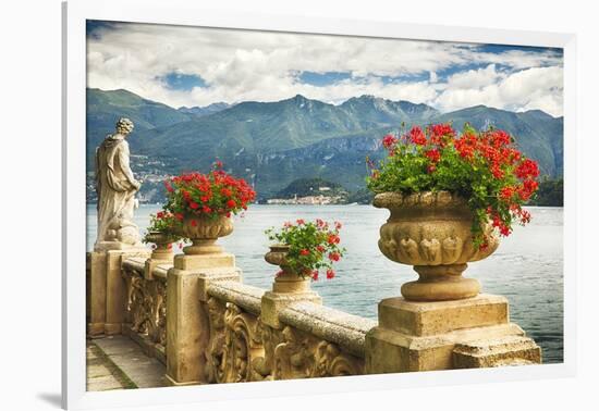 Balustrade With Lake View, Como, Italy-George Oze-Framed Photographic Print