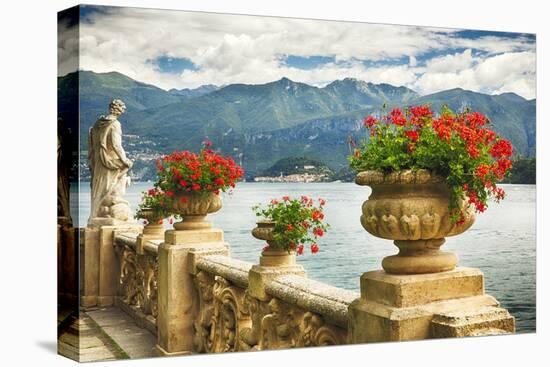 Balustrade With Lake View, Como, Italy-George Oze-Stretched Canvas