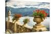 Balustrade With Lake View, Como, Italy-George Oze-Stretched Canvas