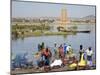 Bamako, Dyeing and Rinsing Cotton Cloth on the Bank of the Niger River Near Bamako, Mali-Nigel Pavitt-Mounted Photographic Print