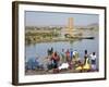 Bamako, Dyeing and Rinsing Cotton Cloth on the Bank of the Niger River Near Bamako, Mali-Nigel Pavitt-Framed Photographic Print