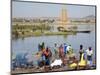 Bamako, Dyeing and Rinsing Cotton Cloth on the Bank of the Niger River Near Bamako, Mali-Nigel Pavitt-Mounted Photographic Print