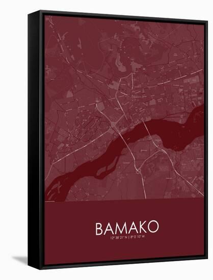 Bamako, Mali Red Map-null-Framed Stretched Canvas