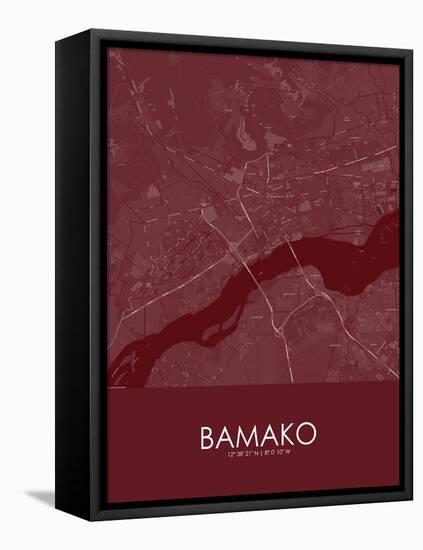 Bamako, Mali Red Map-null-Framed Stretched Canvas