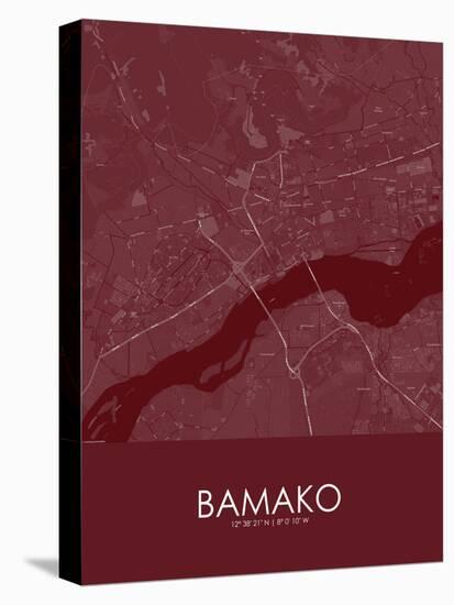 Bamako, Mali Red Map-null-Stretched Canvas