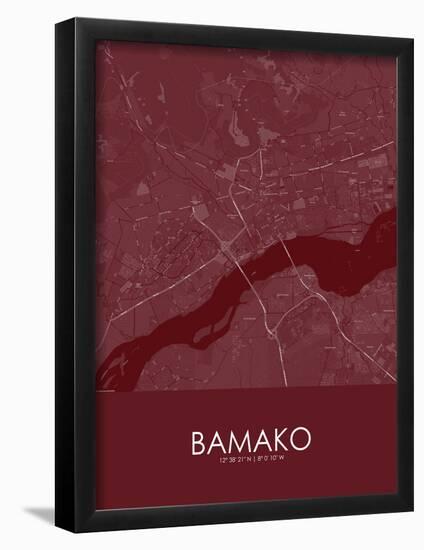 Bamako, Mali Red Map-null-Framed Poster