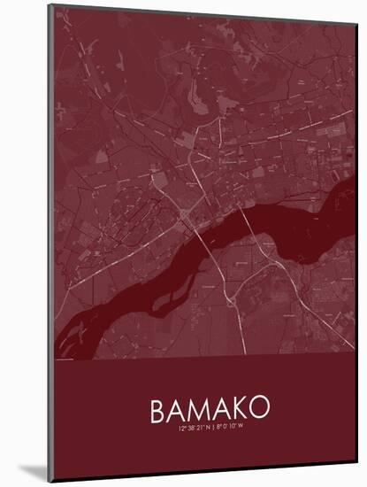 Bamako, Mali Red Map-null-Mounted Poster