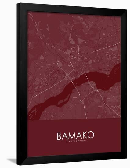 Bamako, Mali Red Map-null-Framed Poster
