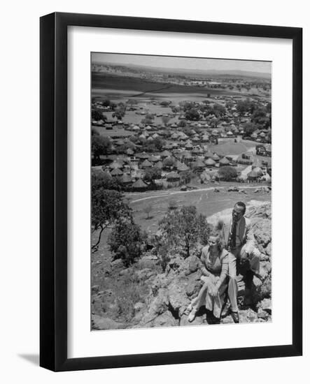 Bamangwato Tribal Chief Seretse Khama with Wife Ruth, Tribal Capital of Bechuanaland-Margaret Bourke-White-Framed Photographic Print