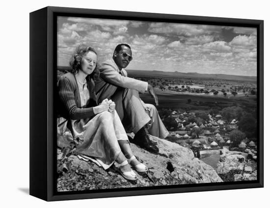 Bamangwato Tribal Chief Seretse Khama with Wife Ruth, Tribal Capital of Bechuanaland-Margaret Bourke-White-Framed Stretched Canvas