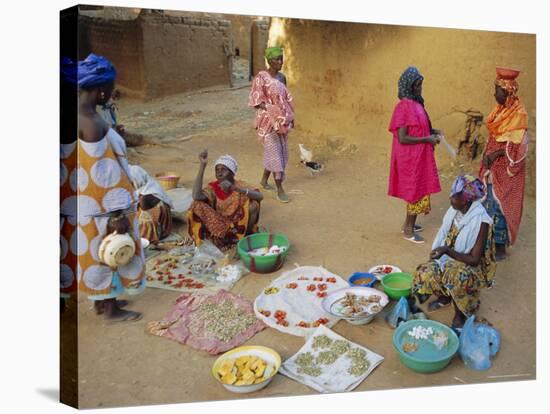 Bambara Women in the Market, Segoukoro, Segou, Mali, Africa-Bruno Morandi-Stretched Canvas