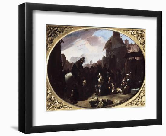 Bambocciata, Tooth Puller in Piazza Navona-Johannes Lingelbach-Framed Giclee Print