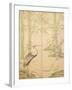 Bamboo and Crane, Edo Period (W/C on Panel)-Japanese-Framed Giclee Print