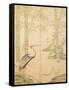 Bamboo and Crane, Edo Period (W/C on Panel)-Japanese-Framed Stretched Canvas