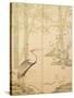 Bamboo and Crane, Edo Period (W/C on Panel)-Japanese-Stretched Canvas