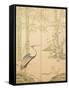 Bamboo and Crane, Edo Period (W/C on Panel)-Japanese-Framed Stretched Canvas