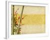 Bamboo And Plum Blossom On Old Antique Paper Texture-kenny001-Framed Art Print